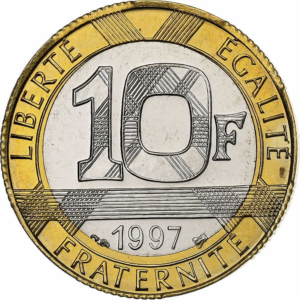 Francia, 10 Francs, Génie, 1997, Paris, BU, Aluminio - bronce, FDC
