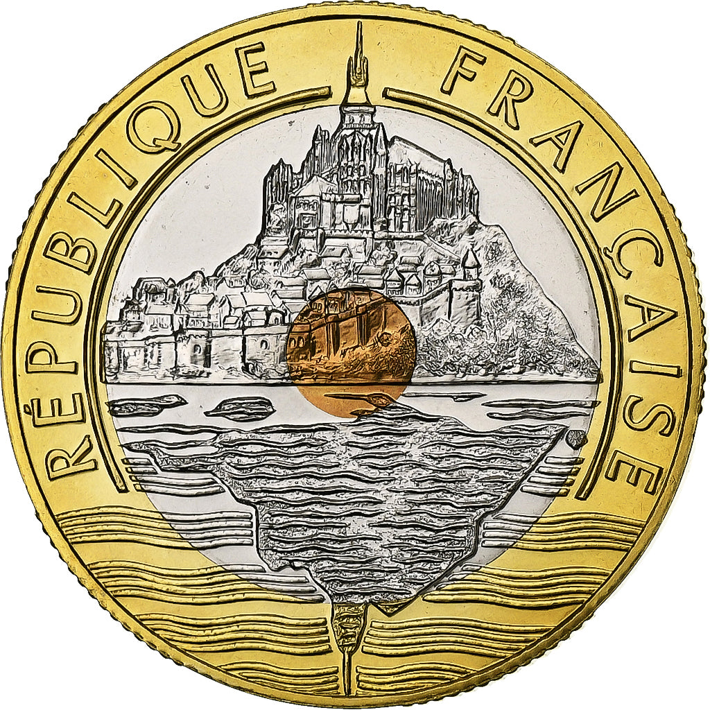 Francia, 20 Francs, Mont Saint Michel, 1997, Paris, BU, Tri-metallico, FDC