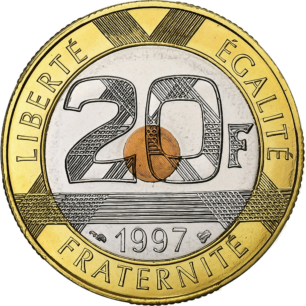 Francia, 20 Francs, Mont Saint Michel, 1997, Paris, BU, Tri-metallico, FDC