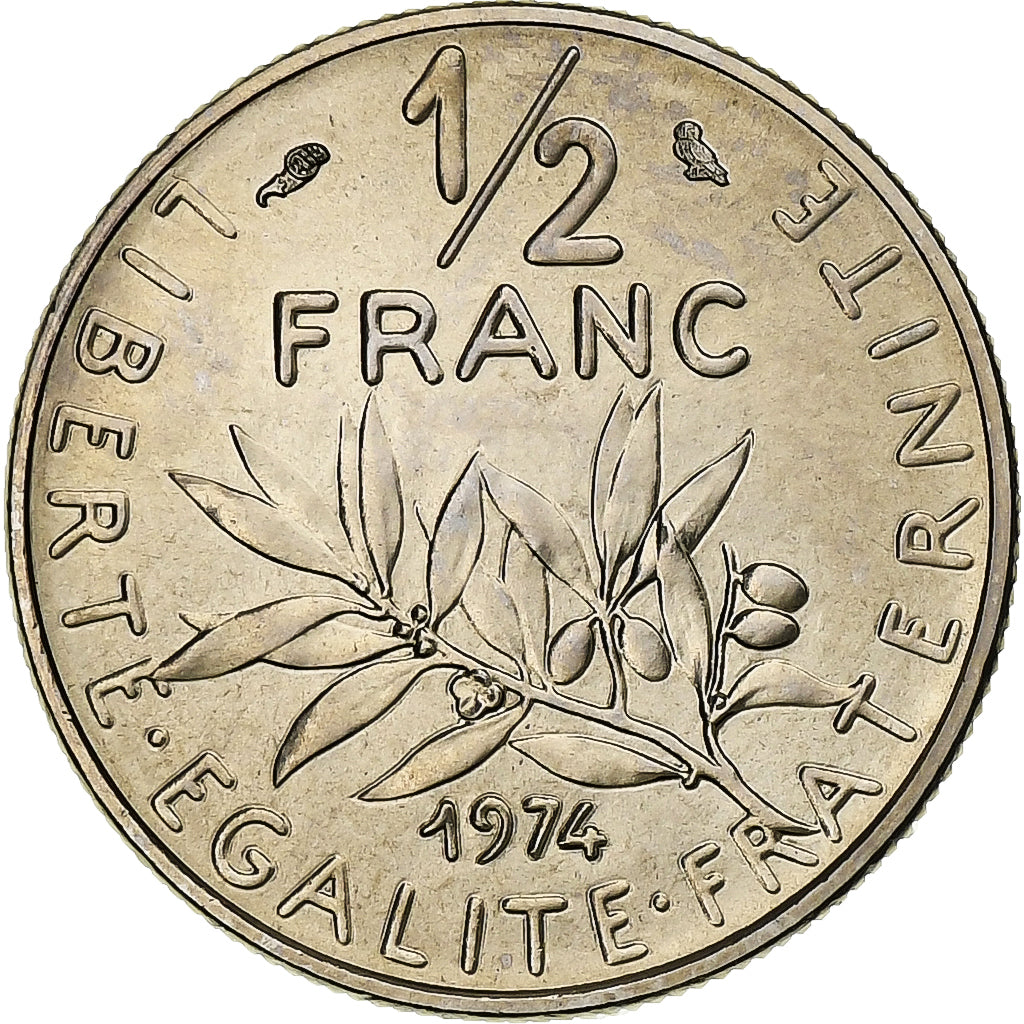 Frankreich, 1/2 Franc, Semeuse, 1974, Paris, Chouette, Nickel, STGL