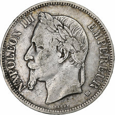 France, Napoléon III, 5 Francs, 1869, Strasbourg, Argent, TB+, Gadoury:739