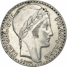 France, 20 Francs, Turin, 1933, Paris, Rameaux courts, Silver, AU(50-53)