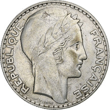 France, 20 Francs, Turin, 1933, Paris, Rameaux longs, Silver, AU(50-53)