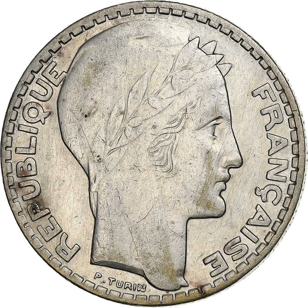 França, 10 Francs, Turin, 1929, Paris, Prata, AU(50-53), Gadoury:801, KM:878