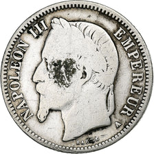 França, Napoleon III, Franc, 1868, Paris, Prata, F(12-15), Gadoury:463