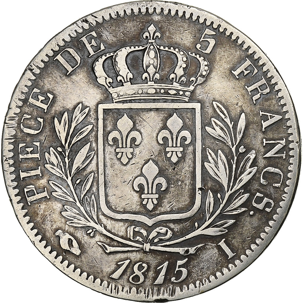 France, Louis XVIII, 5 Francs, Louis XVIII, 1815, Limoges, Silver, VF(30-35)