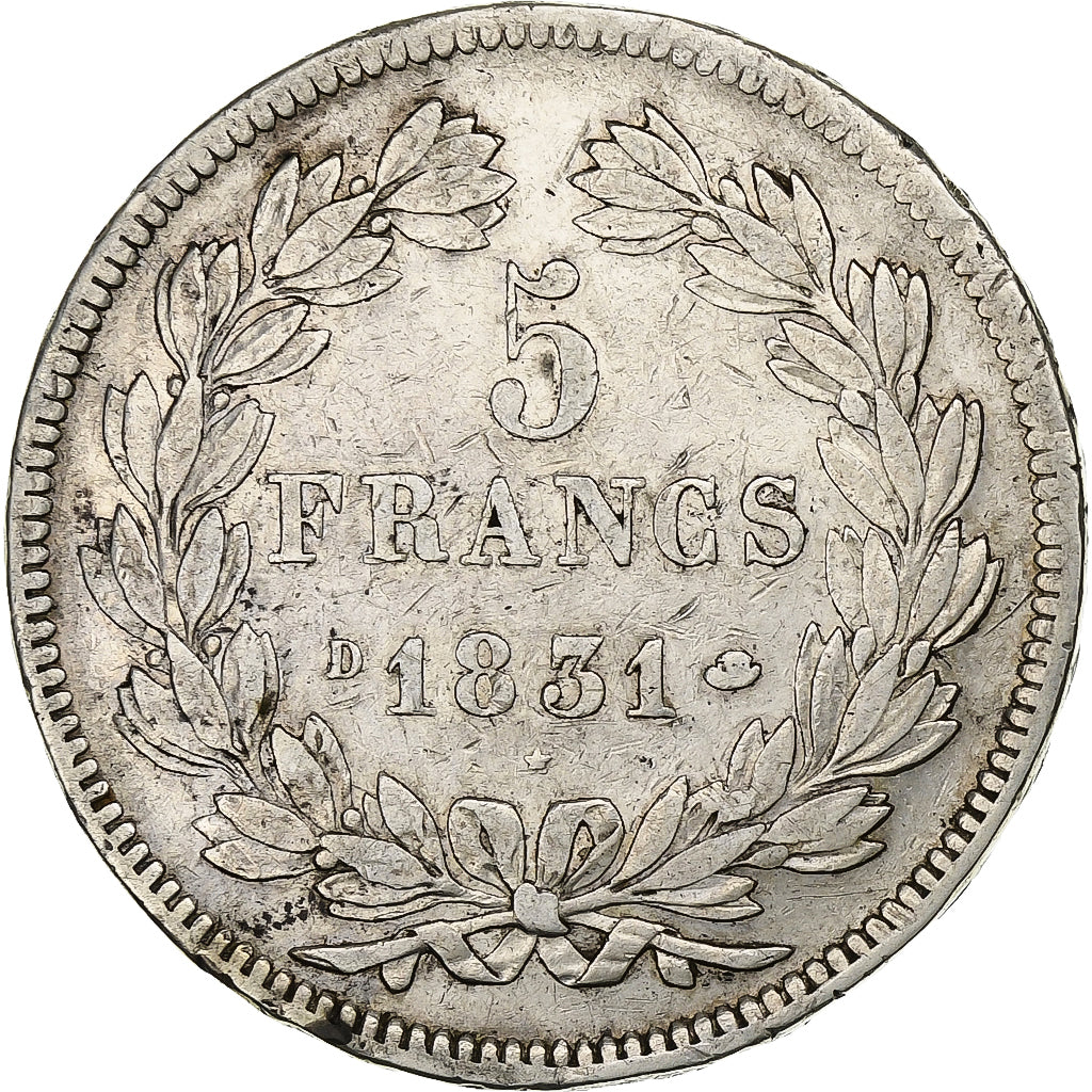 Francia, 5 Francs, Louis-Philippe, 1831, Lyon, Argento, MB+, Gadoury:677 a