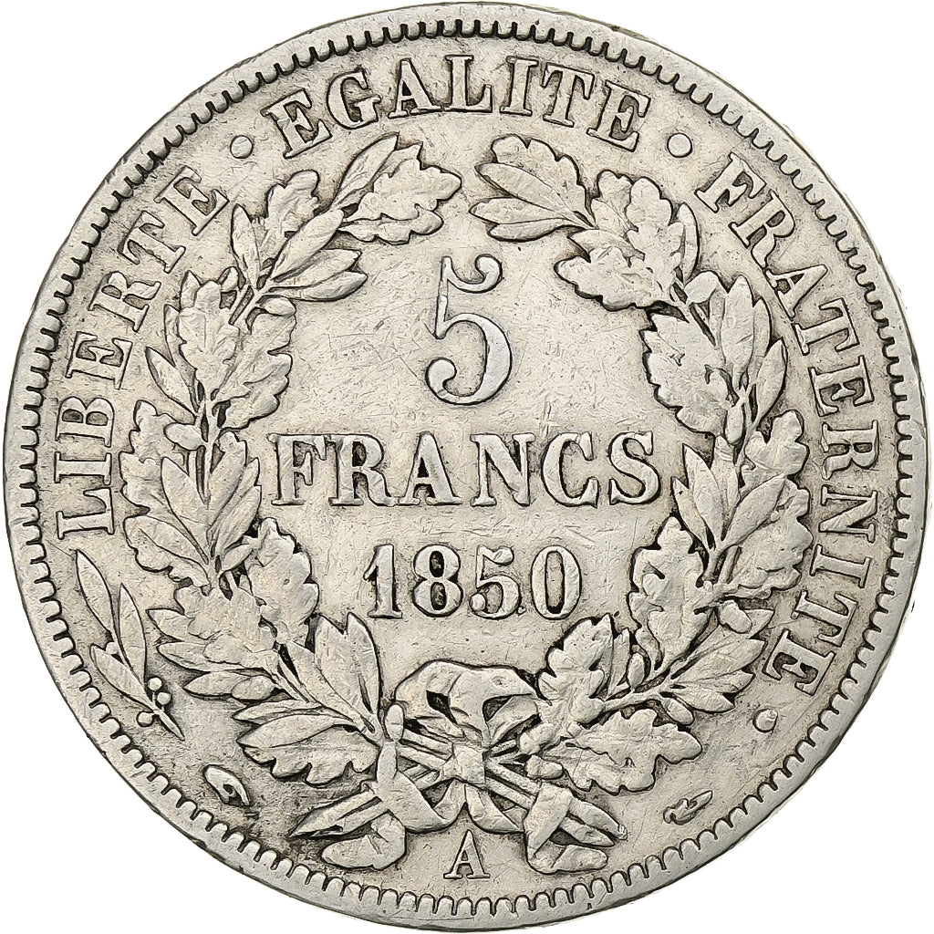 Frankrijk, 5 Francs, Cérès, 1850, Paris, Zilver, ZF, Gadoury:719, KM:761.1