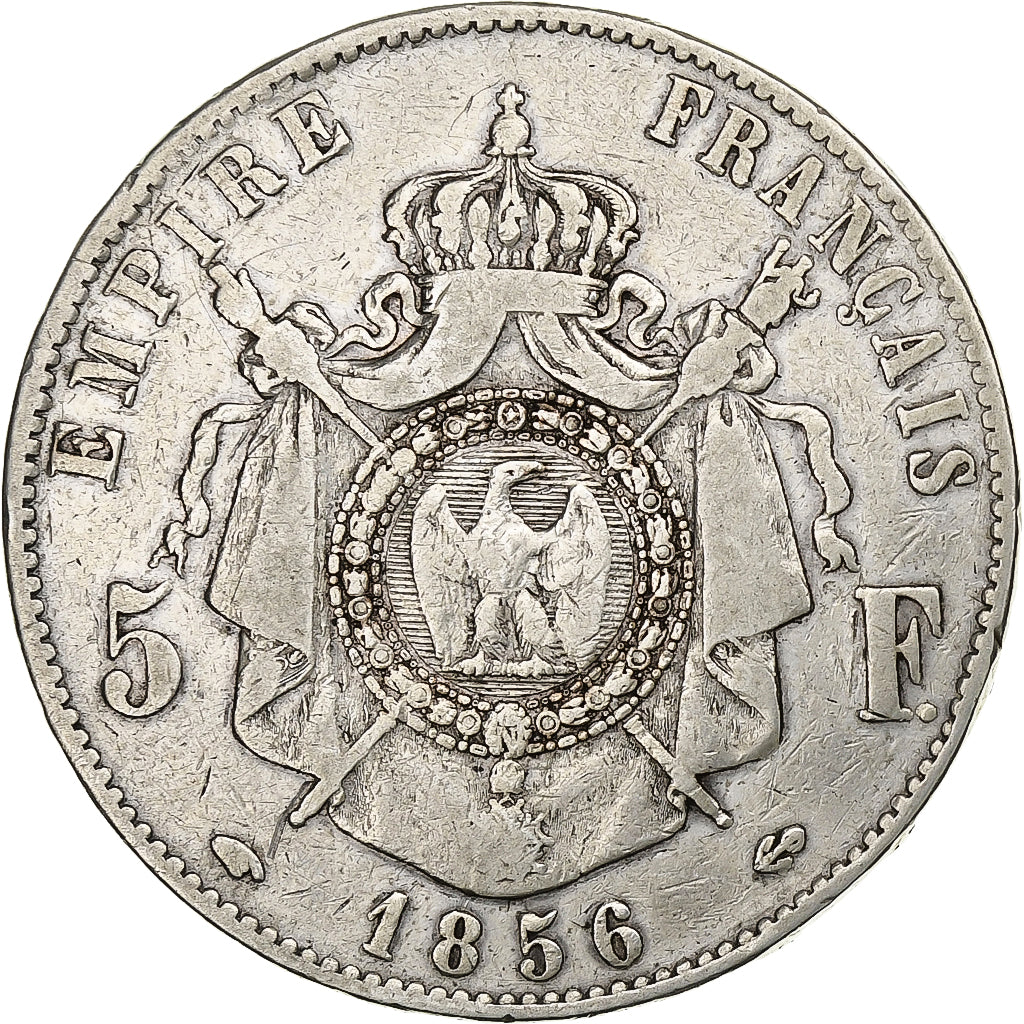 France, Napoléon III, 5 Francs, 1856, Paris, Argent, TB+, Gadoury:734, KM:782.1