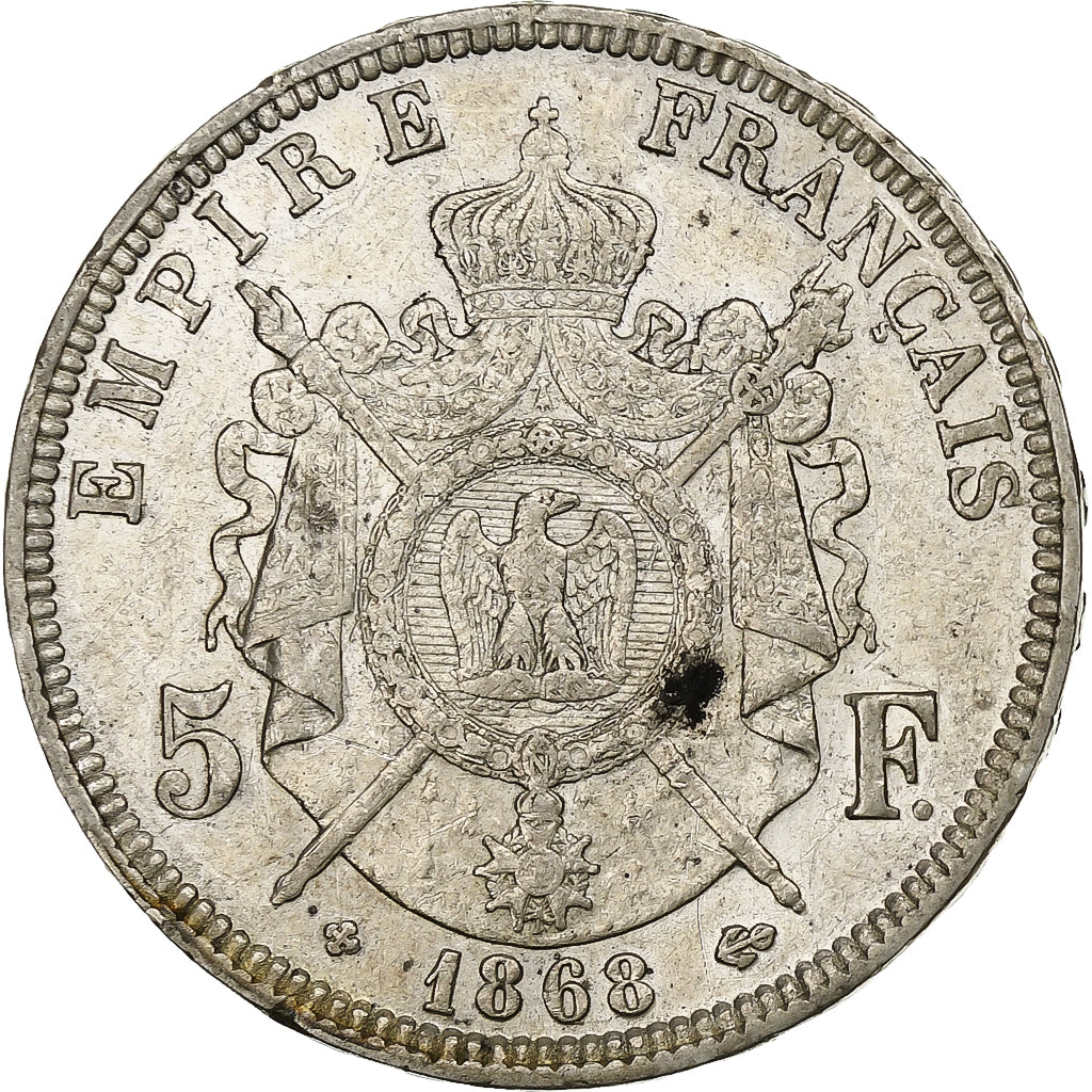 France, Napoleon III, 5 Francs, 1868, Strasbourg, Silver, EF(40-45)