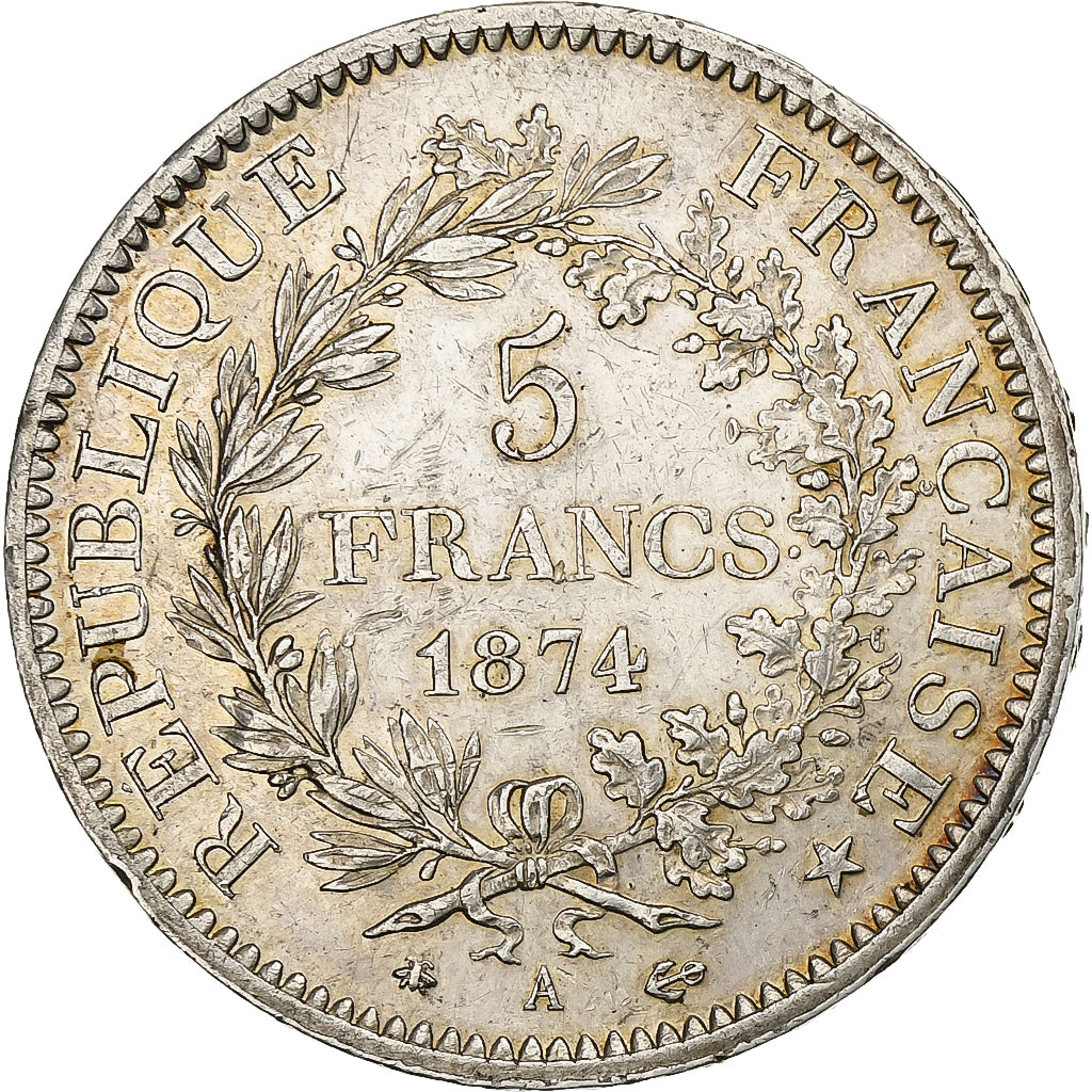France, 5 Francs, Hercule, 1874, Paris, Silver, AU(50-53), Gadoury:745a