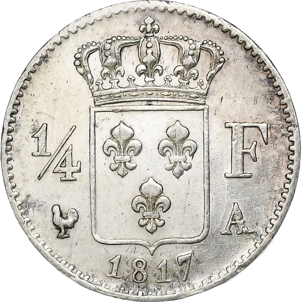 France, Louis XVIII, 1/4 Franc, 1817, Paris, Argent, SUP, Gadoury:352, KM:714.1