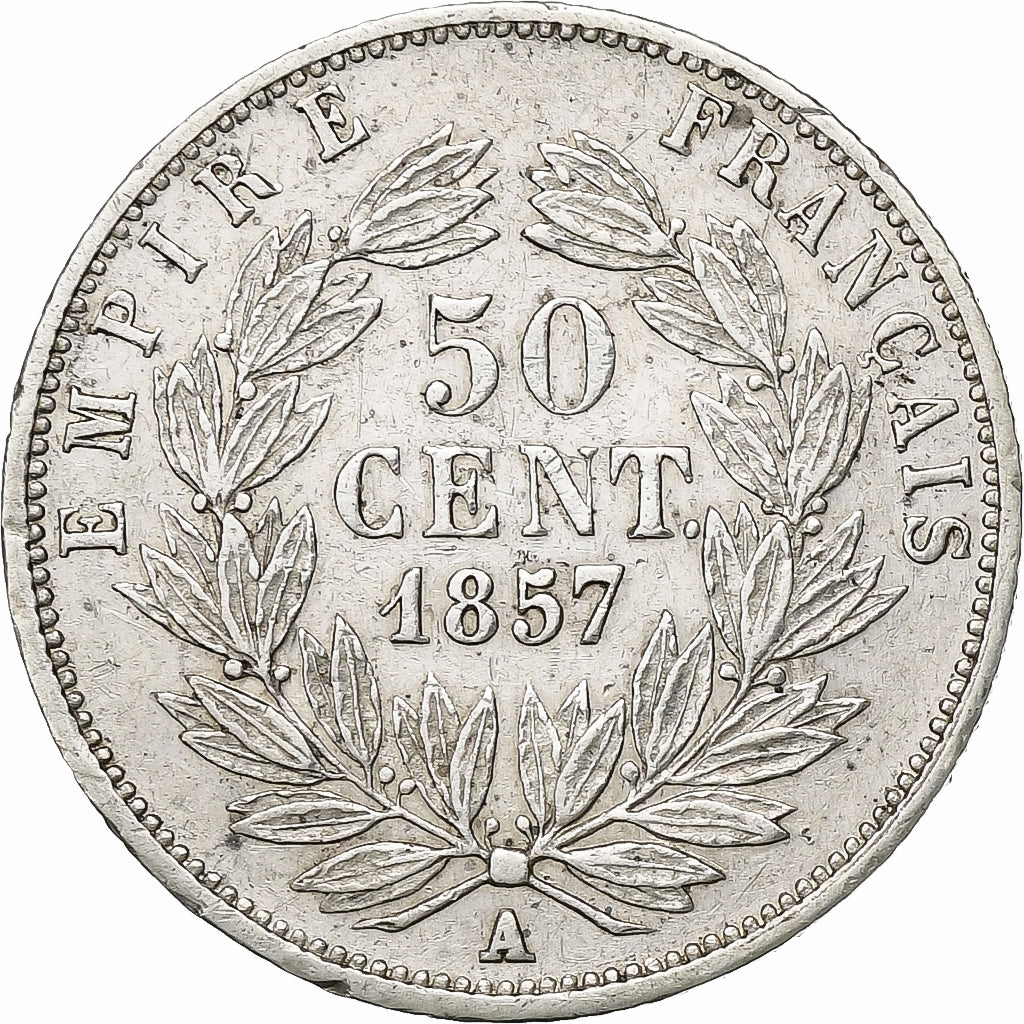 France, Napoleon III, 50 Centimes, 1857, Paris, Silver, EF(40-45), Gadoury:414