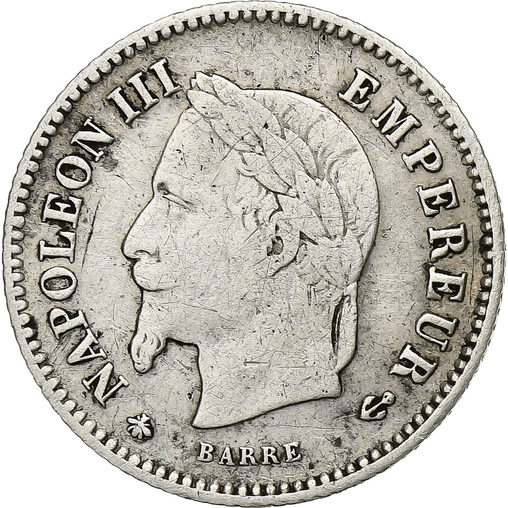 Frankrijk, Napoleon III, 20 Centimes, 1867, Paris, Zilver, ZF, Gadoury:309
