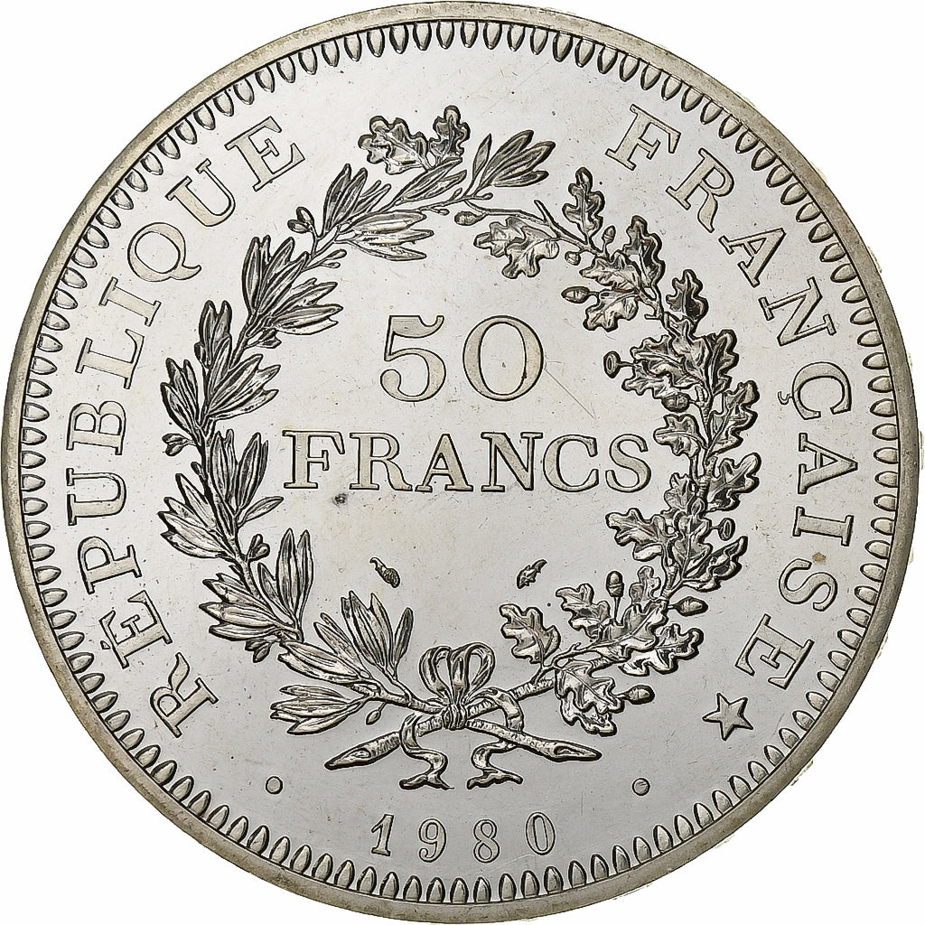 France, 50 Francs, Hercule, 1980, Paris, Silver, MS(65-70), Gadoury:882