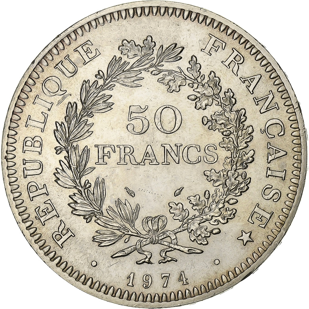 França, 50 Francs, Hercule, 1974, Paris, Avers 20 francs, Prata, MS(60-62)