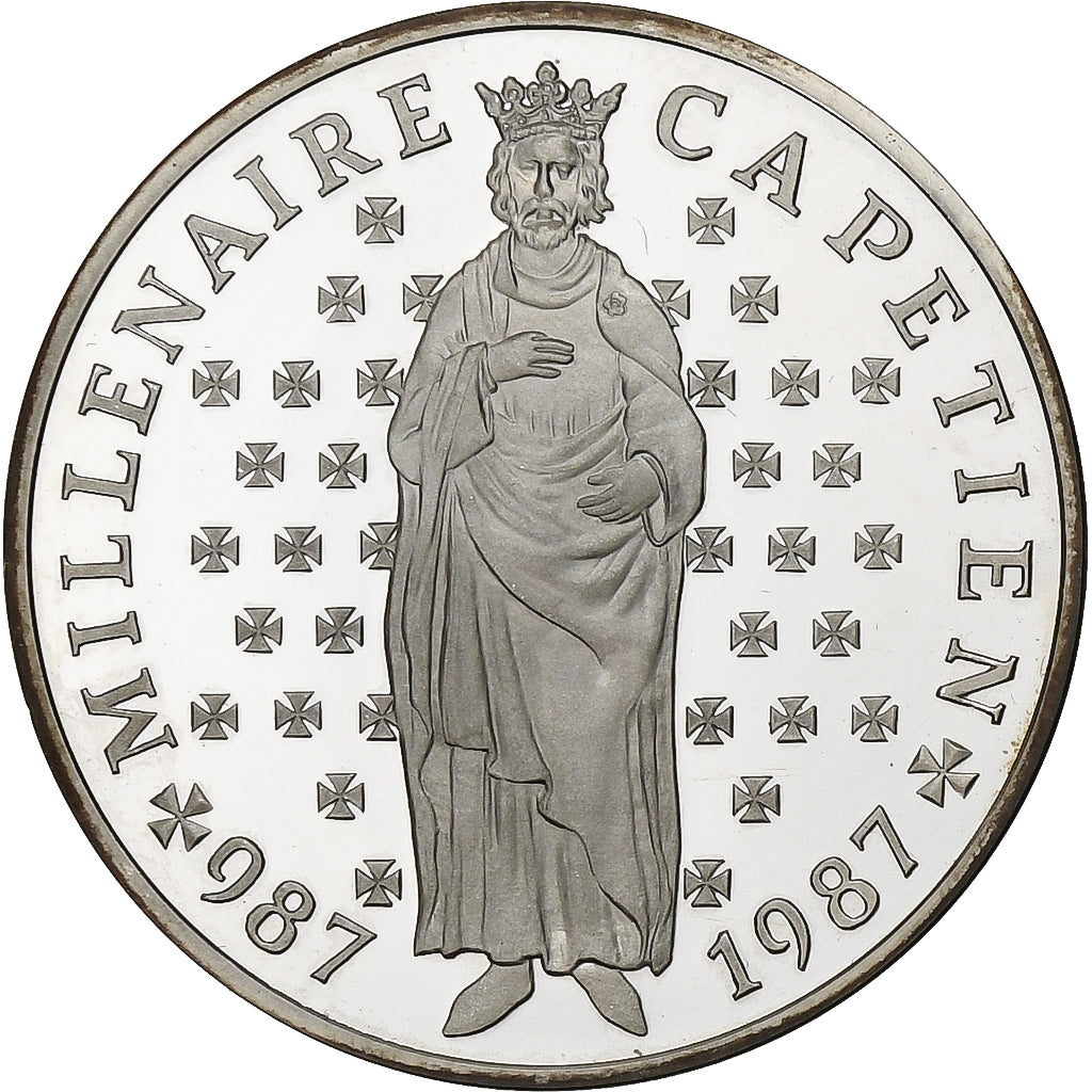 France, 10 Francs, Hugues Capet, 1987, Paris, BE, Silver, MS(65-70), Gadoury:820