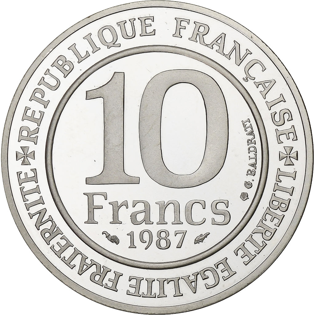 France, 10 Francs, Hugues Capet, 1987, Paris, BE, Silver, MS(65-70), Gadoury:820