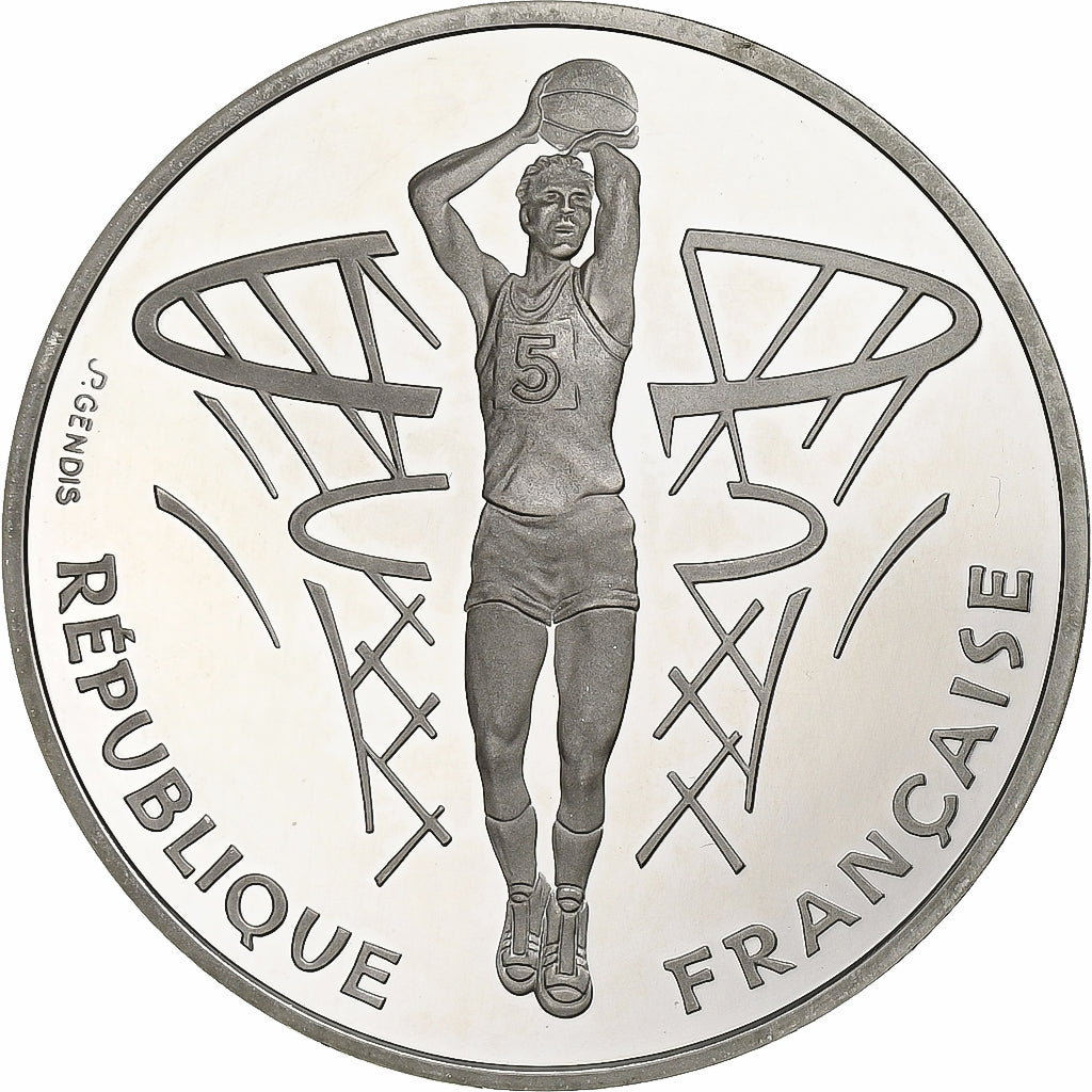 Francia, 100 Francs, Basketball, Lancer Franc, 1991, Paris, BE, Argento, FDC