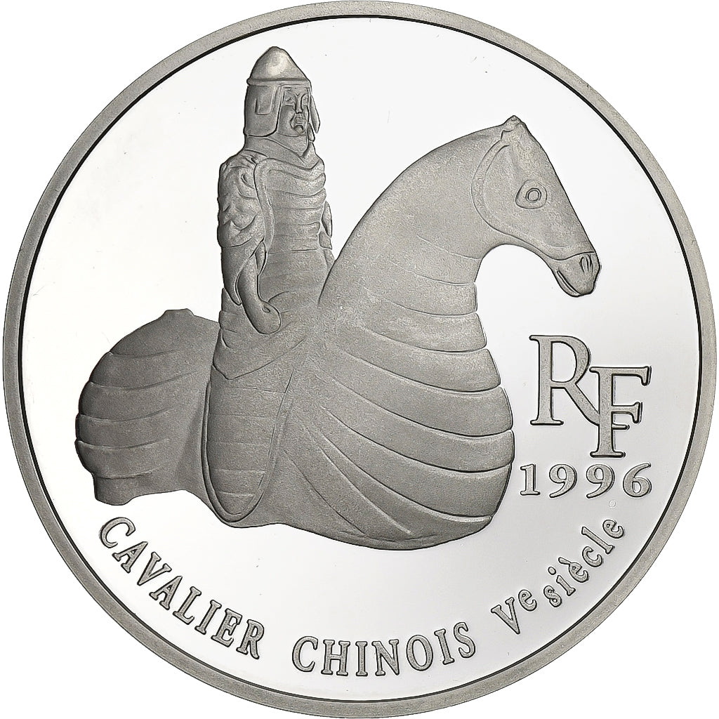 France, 10 Francs-1.5 Euro, Cavalier chinois, 1996, Paris, BE, Silver