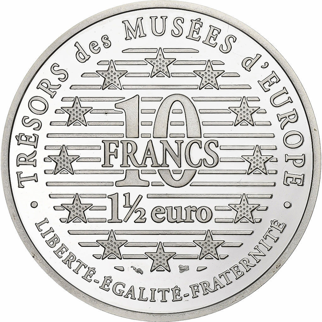 France, 10 Francs-1.5 Euro, Cavalier chinois, 1996, Paris, BE, Silver