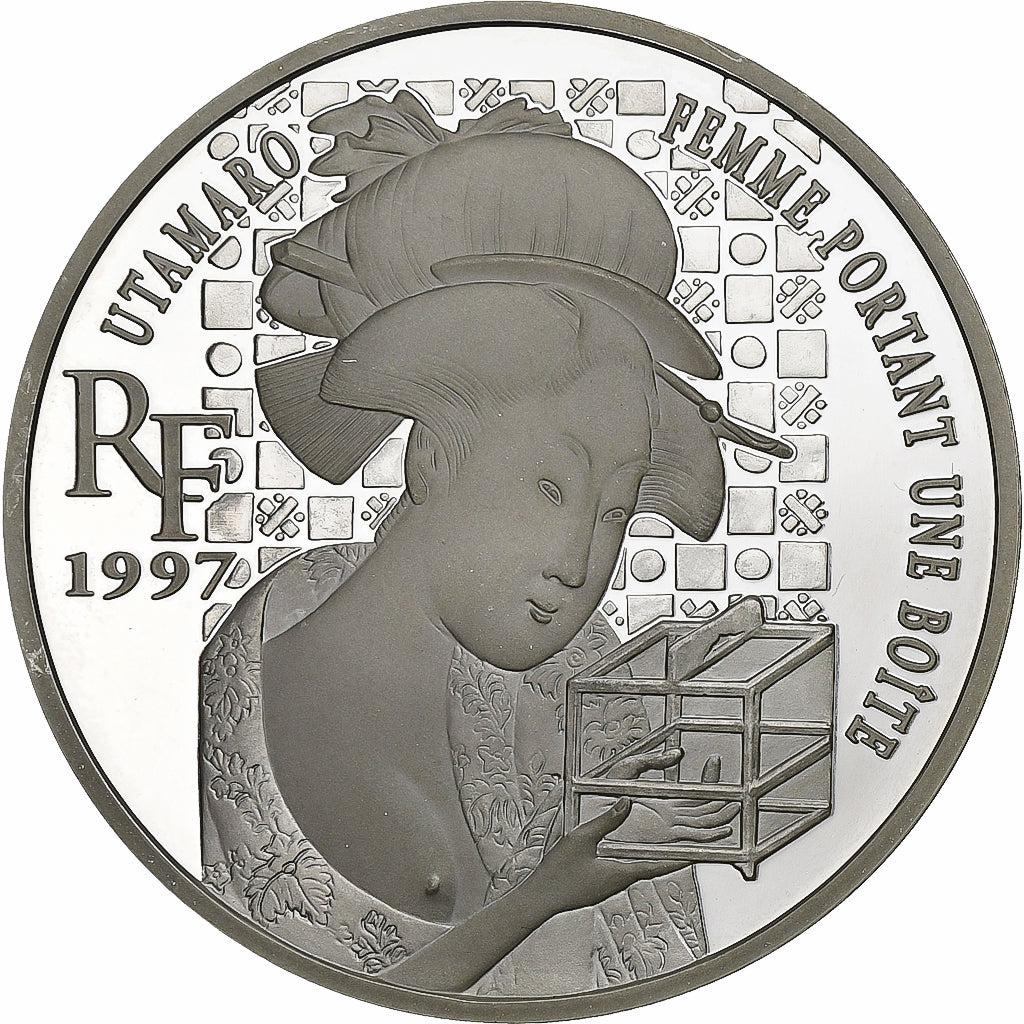 Francia, 10 Francs-1.5 Euro, Femme à la boîte de Kitagawa Utamaro, 1997