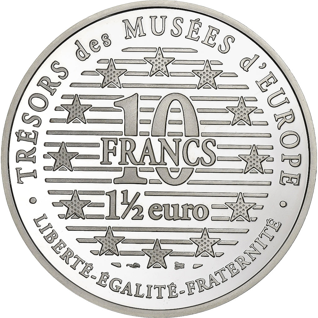 France, 10 Francs-1.5 Euro, L'éléphant, 1996, Paris, BE, Silver, MS(65-70)
