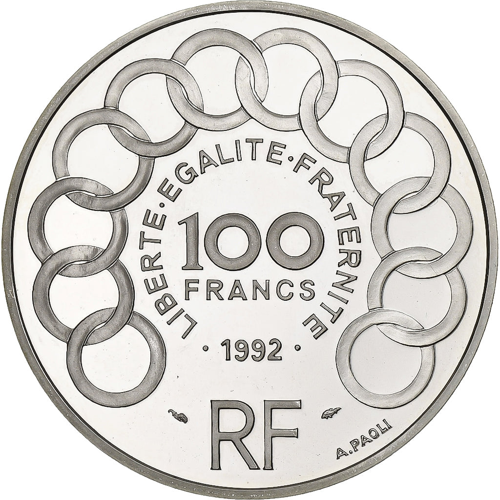Frankrijk, 100 Francs-15 Ecus, Jean Monnet, 1992, Paris, BE, Zilver, FDC