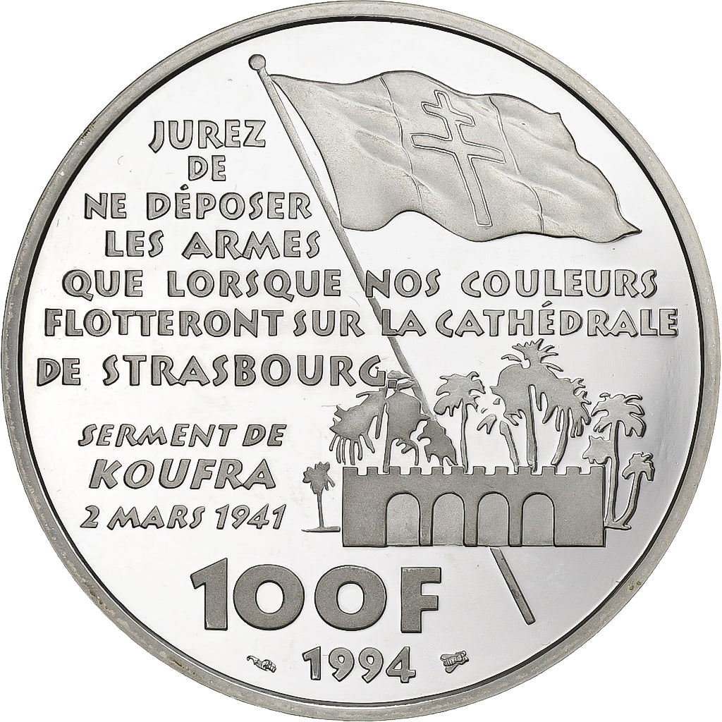Francia, 100 Francs, Philippe Leclerc de Hauteclocque, 1994, Paris, BE, Argento