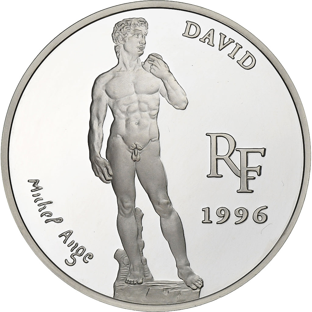 Francia, 10 Francs-1.5 Euro, David by Michelangelo, 1996, Paris, BE, Argento