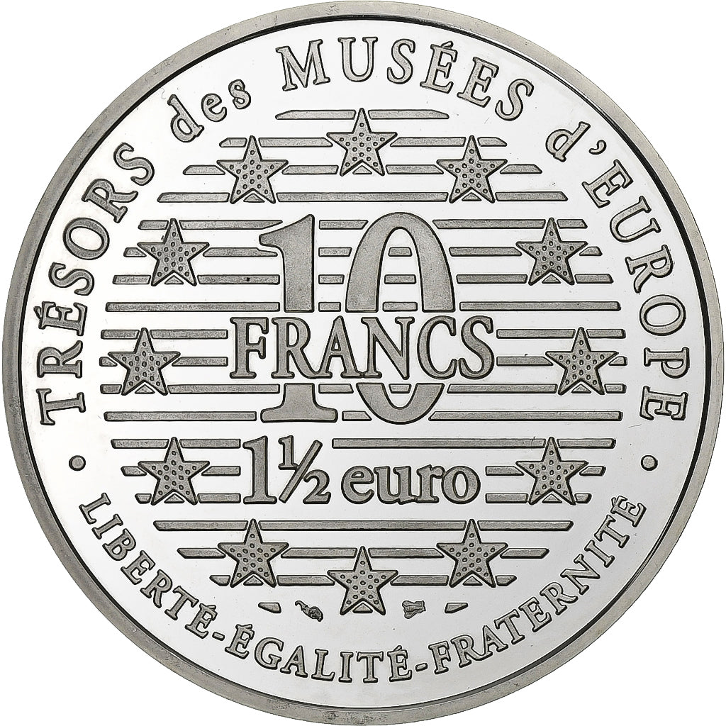 Francia, 10 Francs-1.5 Euro, David by Michelangelo, 1996, Paris, BE, Argento