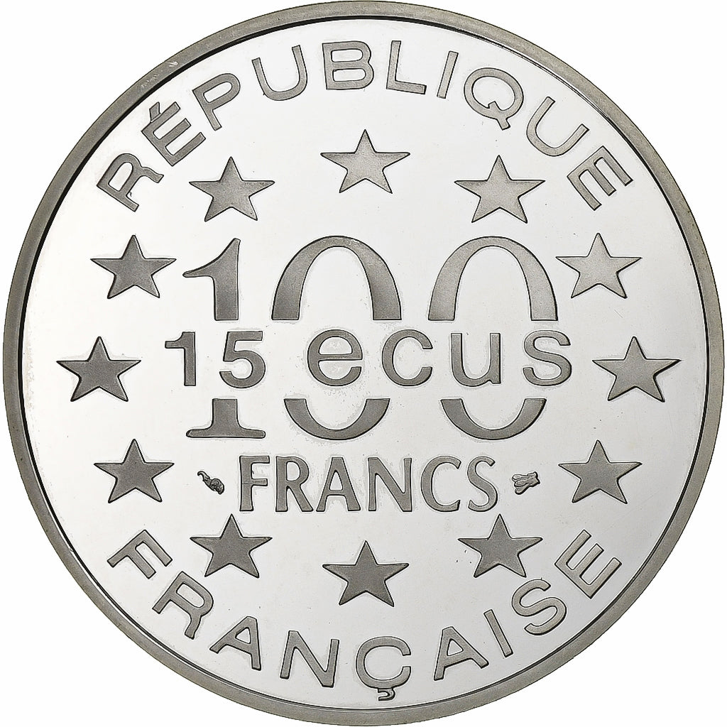 France, 100 Francs-15 Ecus, Arc de Triomphe, 1993, Paris, Abeille, Silver
