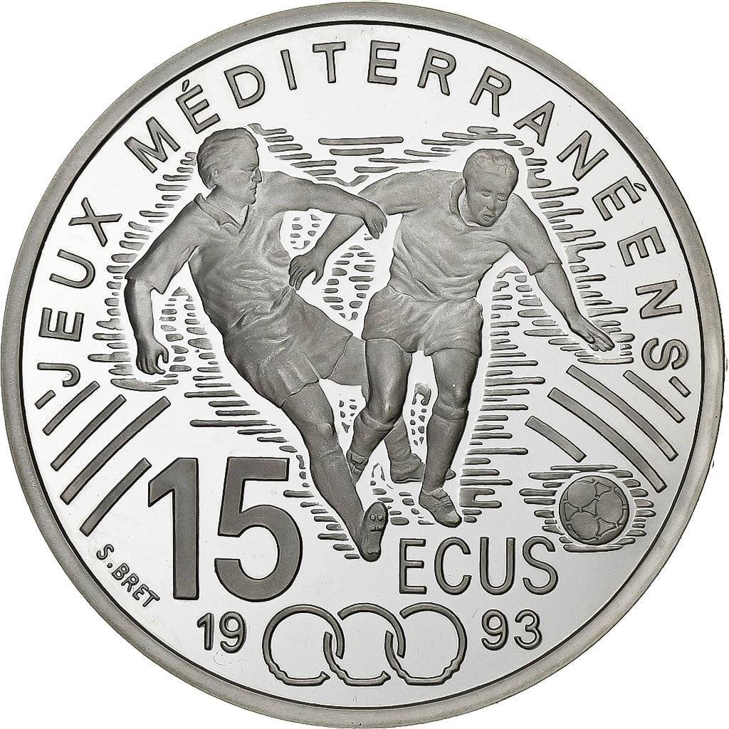 Frankrijk, 100 Francs-15 Ecus, Football, 1993, Paris, BE, Zilver, FDC