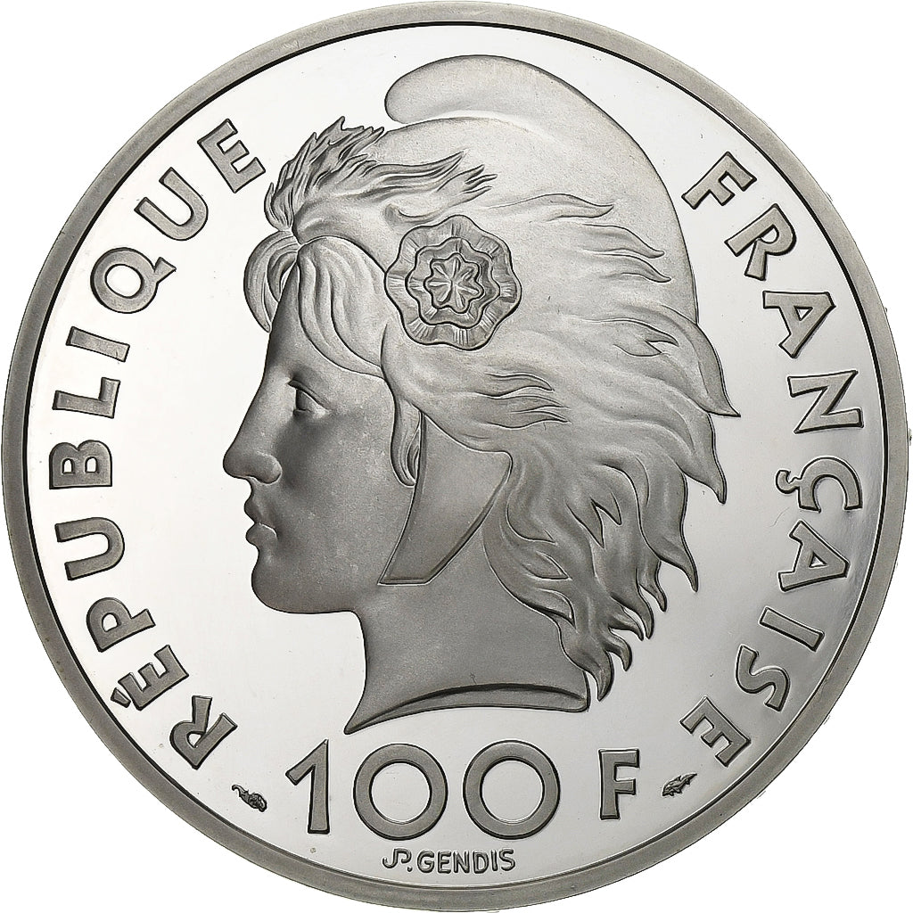 France, 100 Francs-15 Ecus, Football, 1993, Paris, BE, Silver, MS(65-70)