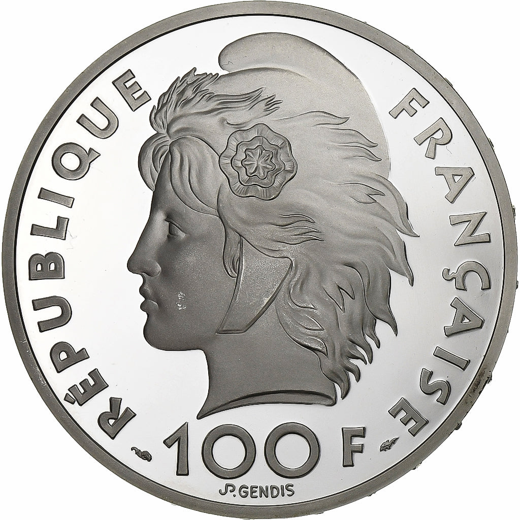 França, 100 Francs-15 Ecus, Natation, 1993, Paris, BE, Prata, MS(65-70)