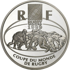 France, 10 Francs, Coupe du Monde de Rugby, 1999, Paris, BE, Argent, FDC