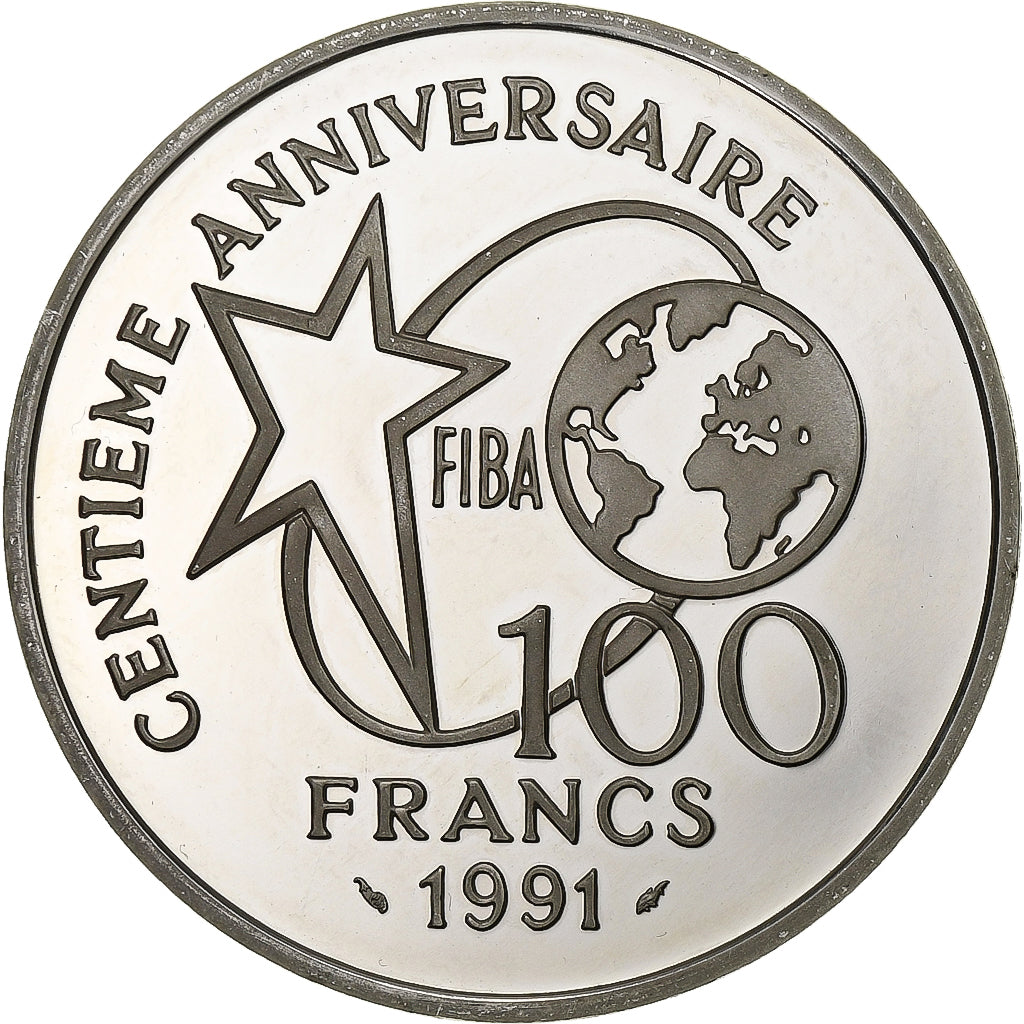 Francia, 100 Francs, Basket-Ball, 1991, Paris, BE, Argento, FDC, Gadoury:C26