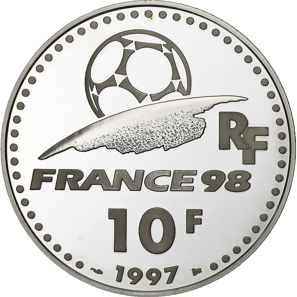 France, 10 Francs, Coupe du Monde - Argentine, 1997, Paris, BE, Silver