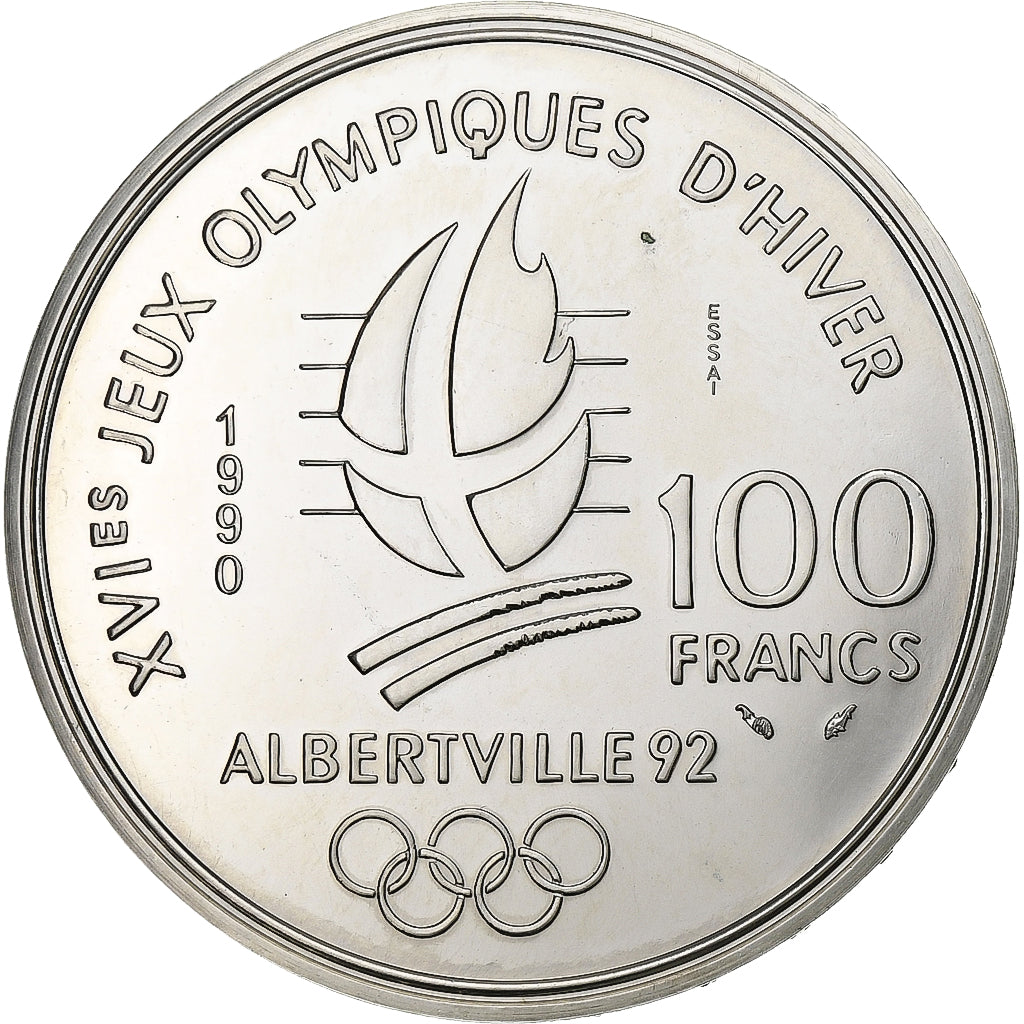 Francia, 100 Francs, Albertville - Ski acrobatique, 1990, Paris, ESSAI, Argento