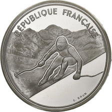 France, 100 Francs, Albertville - Ski Alpin, 1989, Paris, BE, Silver, MS(65-70)