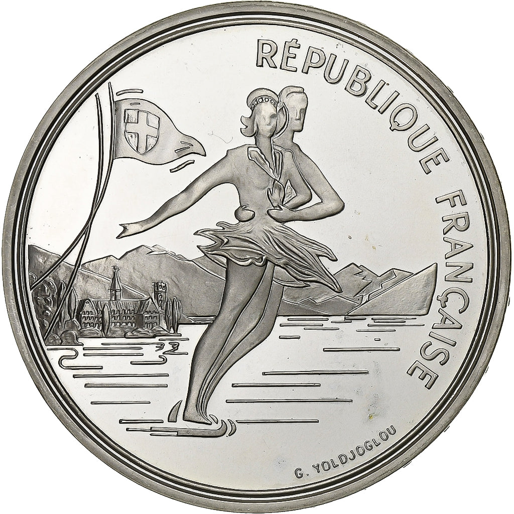 Francja, 100 Francs, Albertville - Patinage artistique, 1989, Paris, BE, Srebro