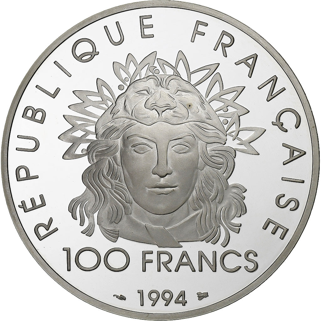 Francia, 100 Francs, JO 1992 Lancer du javelot, 1994, Paris, Abeille, Argento