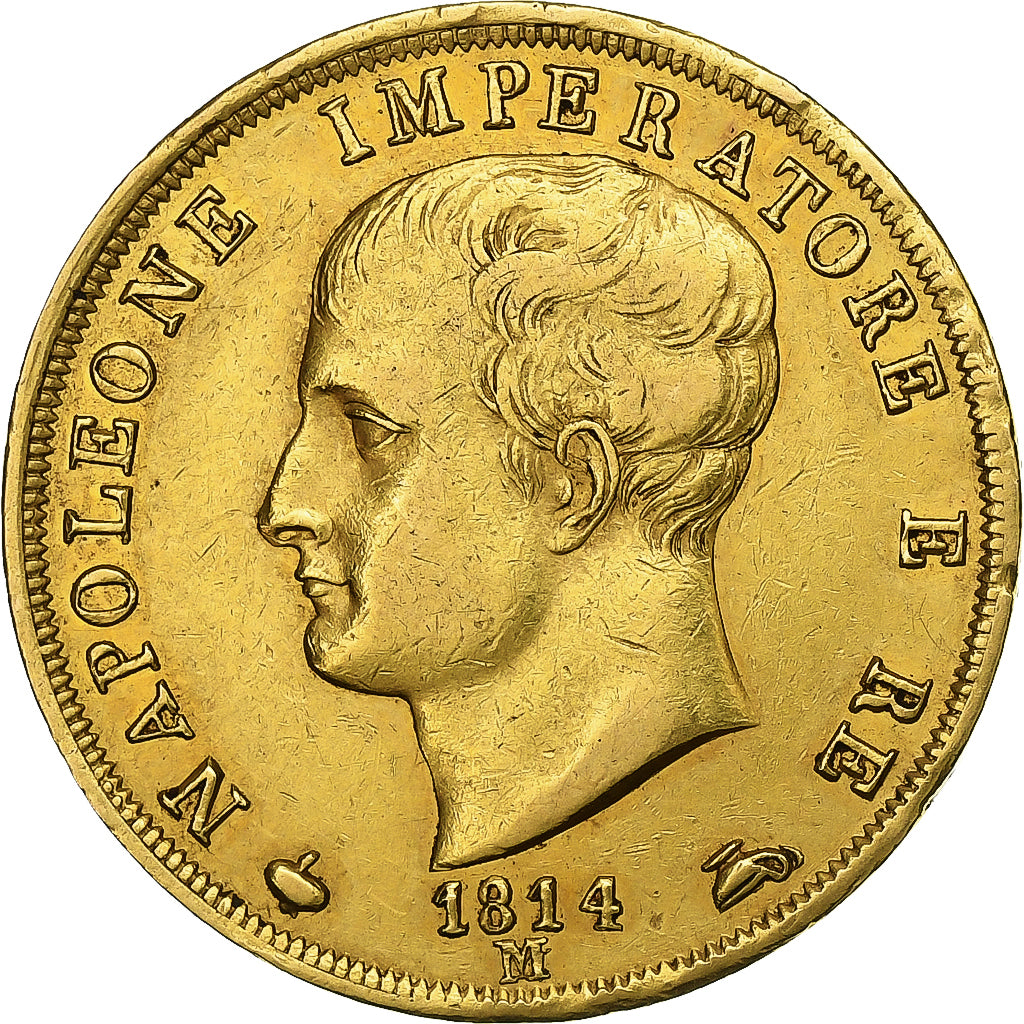 ITALIAN STATES, KINGDOM OF NAPOLEON, Napoleon I, 40 Lire, 1814, Milan, Gold