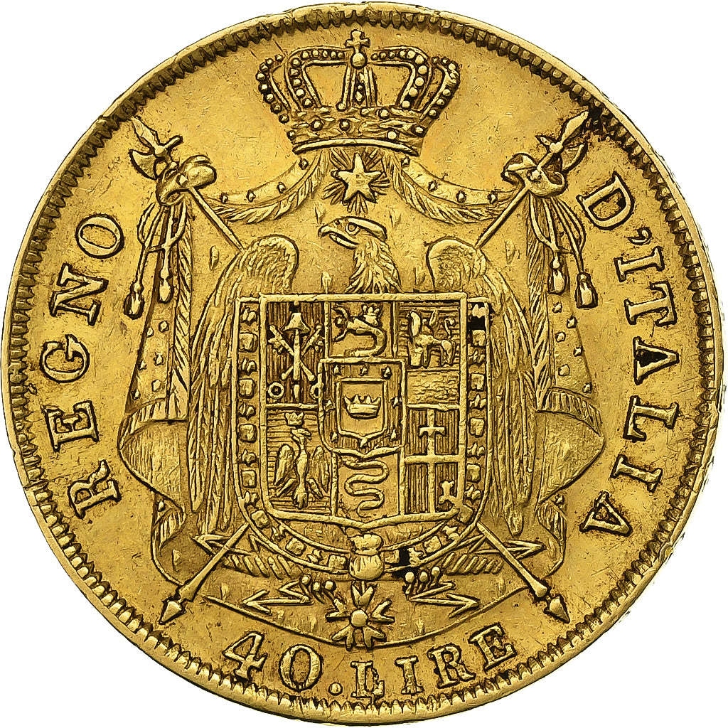 ITALIAN STATES, KINGDOM OF NAPOLEON, Napoleon I, 40 Lire, 1814, Milan, Gold