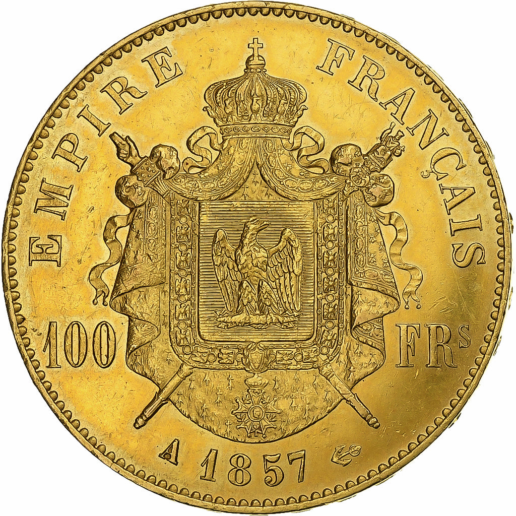 France, Napoleon III, 100 Francs, 1857, Paris, Gold, AU(50-53), KM:786.1