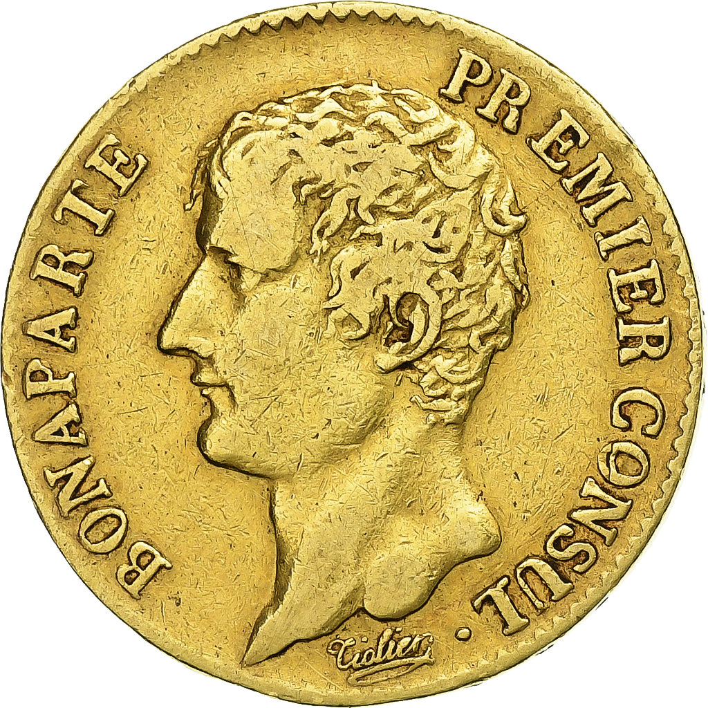 França, Bonaparte Ier Consul, 20 Francs, An 12 (1804), Paris, Dourado