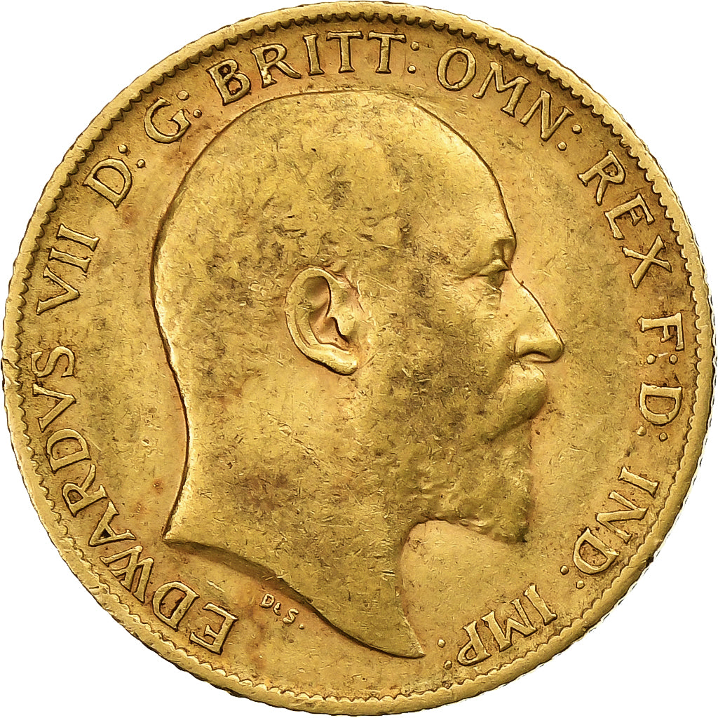 Gran Bretagna, Edward VII, 1/2 Sovereign, 1909, Oro, MB+, KM:804