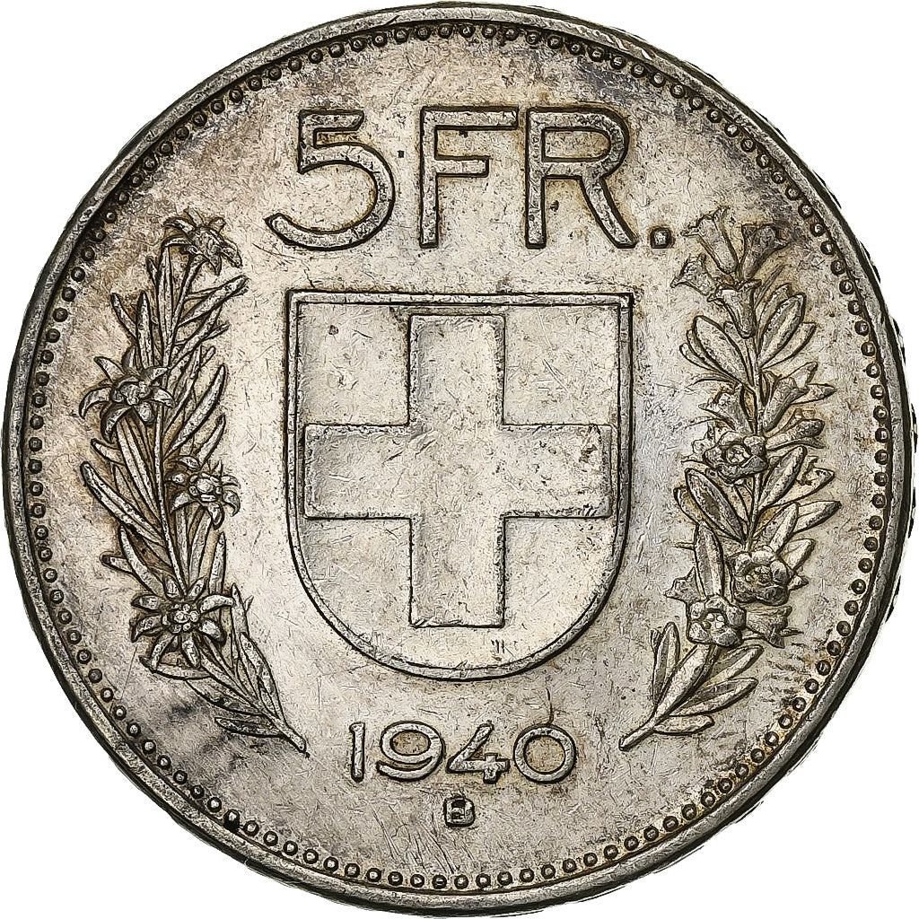 Switzerland, 5 Francs, 1940, Bern, Silver, AU(50-53), KM:40