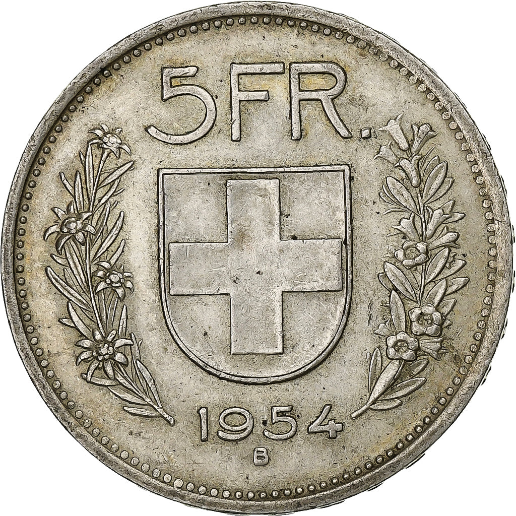 Schweiz, 5 Francs, 1954, Bern, Silber, SS+, KM:40