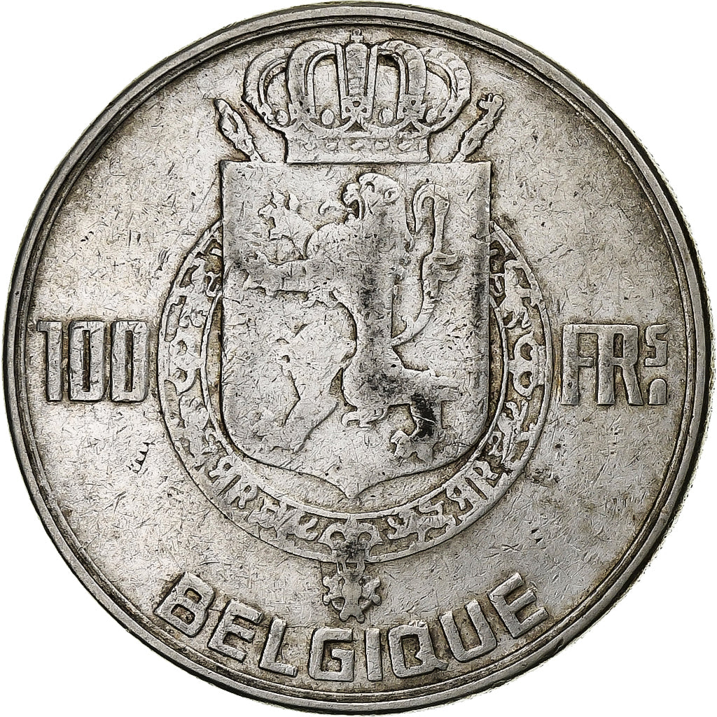 Belgium, Régence Prince Charles, 100 Francs, 100 Frank, 1949, Silver